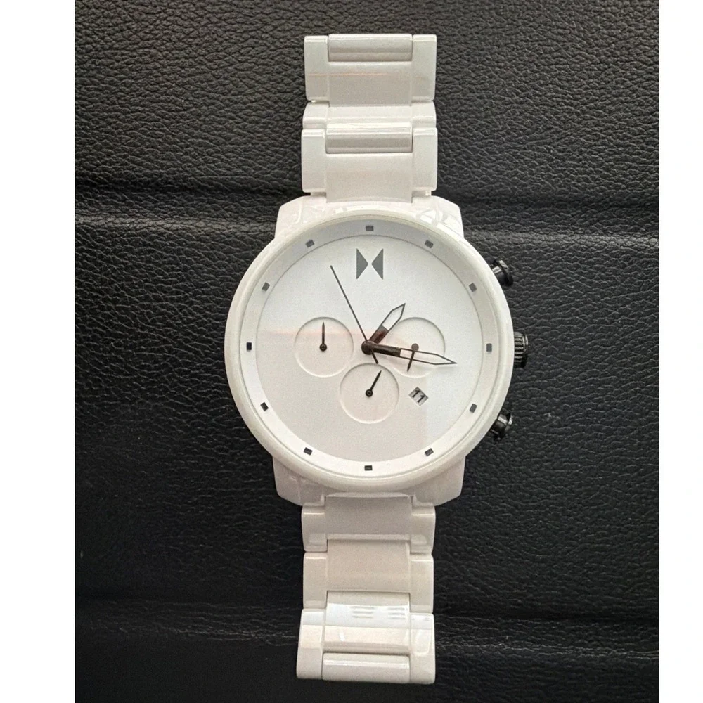 MVMT Chrono White Ceramic Mens Watch 45mm Chronograph 28000122 Stainless Steel
